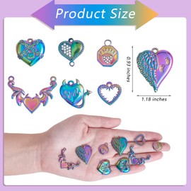 COGCHARGER Heart Stainless Steel Charm Pendant Love Charm 304 Stainless Steel Pendant for Jewelry Necklace Earring Making Crafts, Brass+Enamel, stainless steel