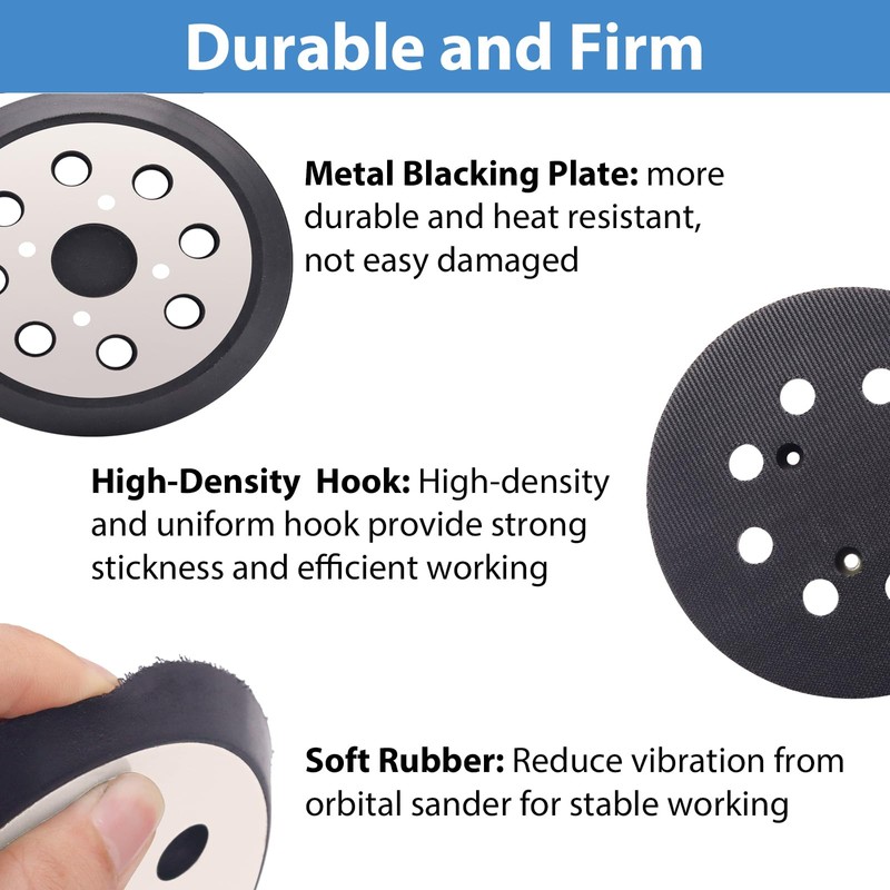5 Inch Replacement Sander Pads Hook and Loop, 5" 8