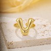 Winssigma 18K Gold Plated Initial Adjustable Ring for Women(V)