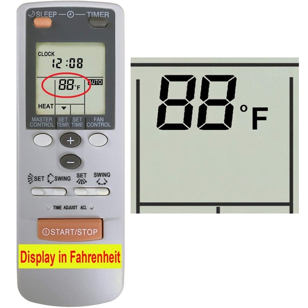 YING RAY Replacement for Fujitsu Air Conditioner Remote Control AWU18CXQ AWU18RXQ AWU24CXQ AWU24RXQ ASU9CQ ASU12CQ ASU9RQ ASU12RQ ASU9CQ ASU12CQ AWU36CX (Display in Fahrenheit)