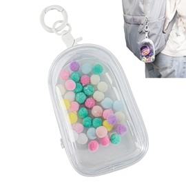 Clear Figures Display Bag, Portable Figures Storage Bag with Keychain, Mini Doll Hanging Blind Box, Single Zipper Closure Dustproof Collectibles Case for Mini Figures, Dolls (White, Semicircle)