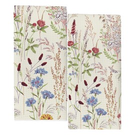 NQDWX Wildflower Floral Fall Kitchen Towels Set of 2 – 16x24 Inches Dish Towels, Drying Cloth Hand Towels for Farmhouse Kitchen Bathroom, Seasonal Decorative Linens (017)