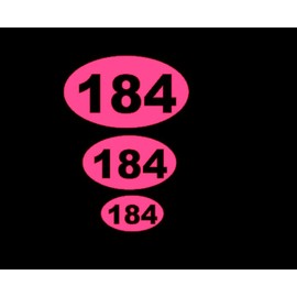 House Number Oval Bin Window Stickers, WHITE Peel and Stick x 3 Stickers (Pink)