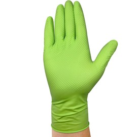 TitanFlex ThorGrip Heavy Duty Green Industrial Nitrile Gloves, 8-mil, Small, Box of 100, Latex Free, Raised Diamond Texture Grip, Powder Free, Food Safe, Rubber Gloves, Mechanic Gloves