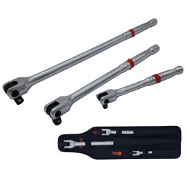 VCT 3pc Breaker Bar Set 1/4" 3/8'' 1/2'' Dr Breaker Bars 6" 10" 15" Length, Includes Carrying Pouch
