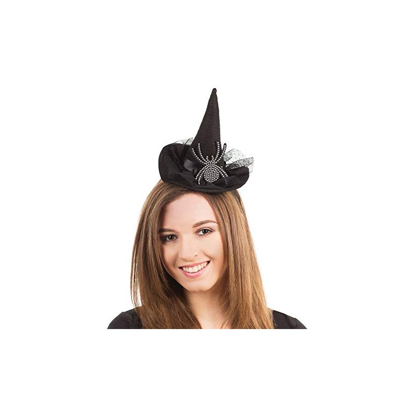 Bristol Novelty MD227 Witch Hat on Headband, Womens, Black/White, One