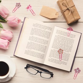 Cute Paper Clips 12 Pcs Decorative Paper Clips Cute Girly Metal Cherry Blossom, Suitable for Teachers and Students, Desk Accessories, School Stationery (12 Styles Available)