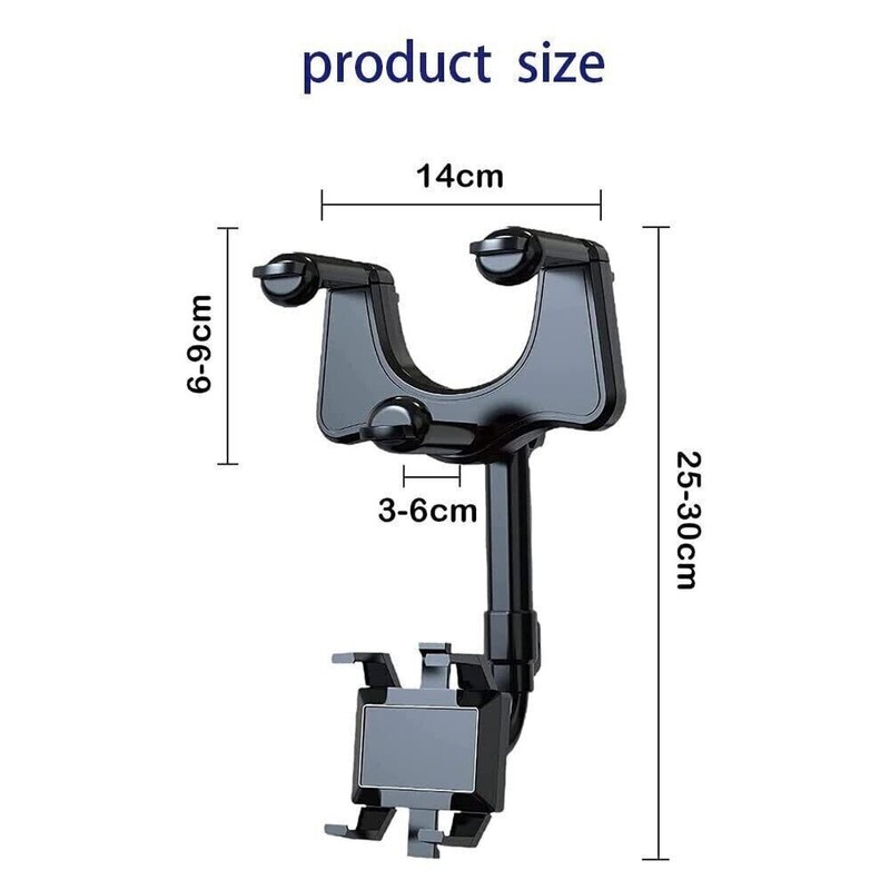 Miniduino 360° Car Phone Holder Rotatable And Retractable Rearview Mirror