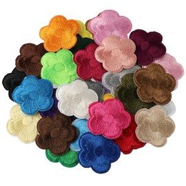 YYlingx 33Pcs Small Flower Iron on Patches, 5 Petals Flower Repair Patches Kit, Floral Sew on Applique for DIY Backpacks Clothes