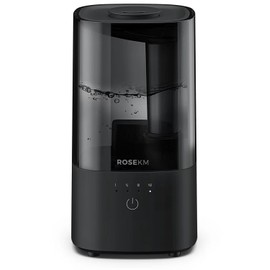 ROSEKM Humidifiers for Bedroom (1.1L), Small Cool Mist Humidifier for Home Plant and Baby Nursery, Quiet Ultrasonic Humidifier with 360° Nozzle, Auto Shut-Off, Filterless, Black