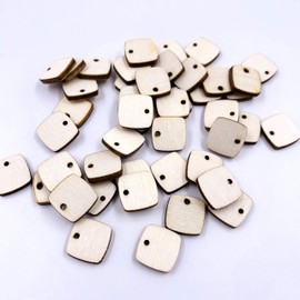 60 Pcs Square Wood Stud Earring Blanks 1/2" Laser Cut Shapes (Hole)