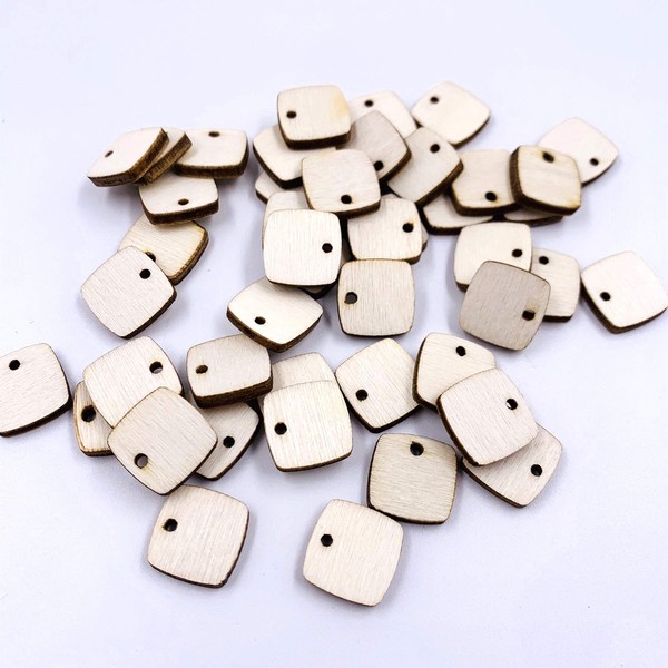 60 Pcs Square Wood Stud Earring Blanks 1/2" Laser Cut