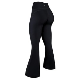 TomTiger Flare Leggings for Women Bootcut Yoga Pants with Tummy Control High-Waisted and Wide Leg (Flare Black-Laser 32",M)