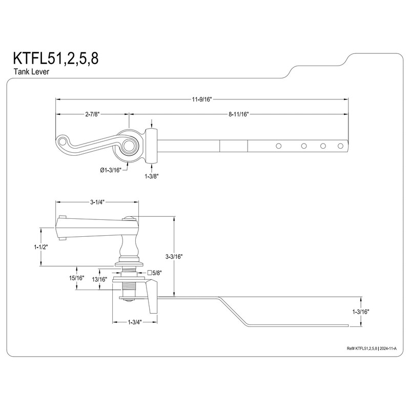 Kingston Brass KTFL51 Royale Tank Lever, 2-7/8-Inch, Polished Chrome