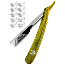 Shaving Razor Expose/Exposed Blade – Zeepk Navaja para Principiantes con 10 Blades – Barber Straight Razor para Hombre con Mango Ergonómico – Kit de Afeitado Básico