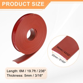 HARFINGTON U-Shape Edge Banding 81/64" x 19.7ft (32mm x 6M) Self Adhesive TPE Flexible Veneer Tape Soft Edge Strip Protector for Furniture Cabinet Table Protection Repair, Brown