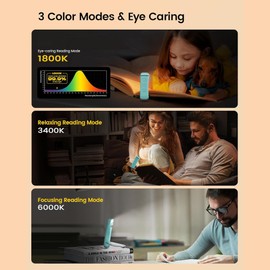 Rechargeable Book Light - Book Light for Reading in Bed, Portable Clip-on LED Reading Light, 3 Amber Colors & 5 Brightness Dimmable, Compact Perfect for Book Lovers - Book Light Clip on (Withe)