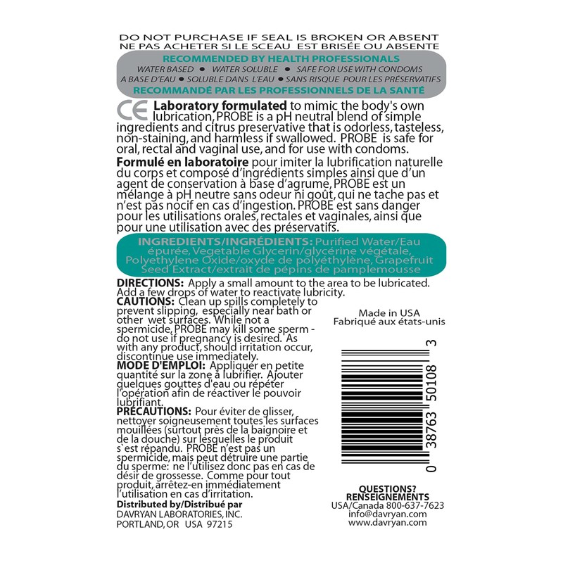 Probe Silky Light Personal Lubricant - Natural Citrus Preservative ((8.5