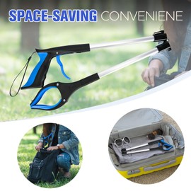 6-Pack 32inch Upgrade Foldable Grabber Reacher Tool, Reacher Grabber Pickup Tool with 4 inch Wide jaw and 360° Rotating Head,Grabbers for Seniors Outdoor & Indoor (Blue)