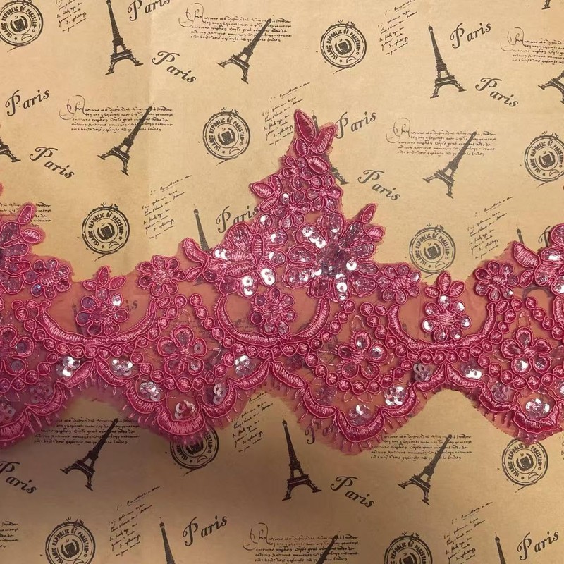 13CM Width Bead Crown Pattern Inelastic Embroidery Lace Trim,Curtain Tablecloth