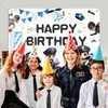 Policeman Happy Birthday Backdrop Banner Cartoon Police Catch Thief Theme