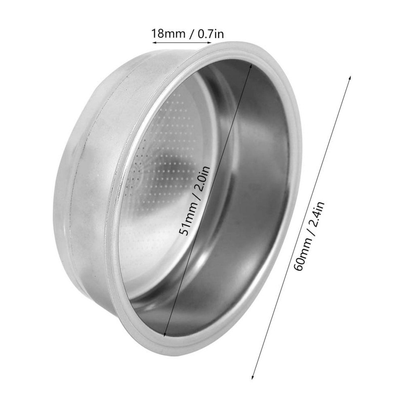 Coffee Filter Basket Stainless Steel Strainer, Cup 51mm Single Layer