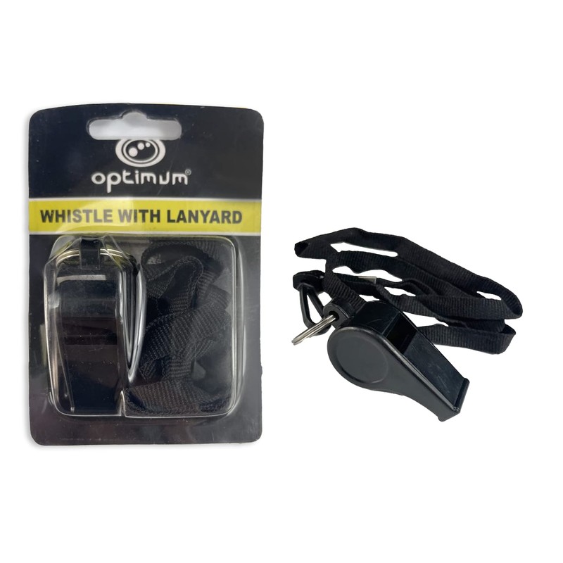 Optimum Plastic Sports Whistles with Lanyard - Coaches and Referees,