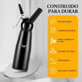 Sifon Crema Batida, Dispensador Profesional de Crema Batida de 500 ml, Sifón para Nata de Aluminio Resistente, Fabricante de Nata Montada Ideal para Postres Caseros para el Restaurante Cafetería Hogar