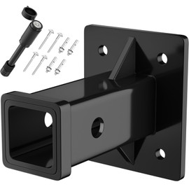 OGYE Bolt On Receiver Hitch with 5/8" Pin Dia Anti-Theft Hitch Lock,Hitch Wall Mount 2 Inch Opening Hitch Receiver Plate, Bumper Trailer Hitch Extender Receiver, Max Load 15000LBS