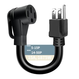TEVCHARMOVE RV 50 Amp to 110 Adapter, NEMA 5-15P to 14-50R RV Electrical Adapter Cord 12 Inch with Grip Handle, Heavy Duty 10/3 Gauge RV Power Adapter for Camper - UL Standard Compliant