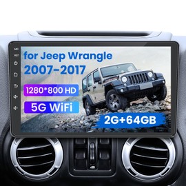 [4core+64G] Car Radio for Jeep Wrangler JK 2007-2017: 10.2" Car Stereo with Carplay Android Auto 1280 * 800 HD Touchscreen Head Unit Replacement 5G WiFi Bluetooth GPS FM SWC Backup Camera