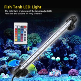 Lighting for Aquarium LED Aquarium Light Colourful Waterproof Remote Control Waterproof Underwater Crystal Light for Salt Water and Freshwater (MF-15U EU Plug)