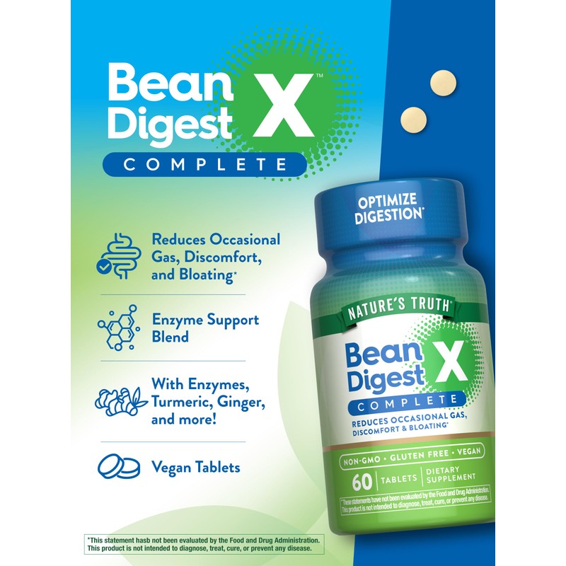 Nature's Truth Digestive Enzymes | 60 Pills | Bean Digest