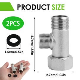 Annlpoy 2 Pieces Angle Valve 3/8 T Piece 9/16 Inch Toilet Connection Set Toilet Tap Distributor Diverter Valve Switch Toilet Drain Valve, 180° Rotatable, for Home, Bathroom, Toilet
