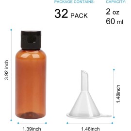 Unbranded 32 pcs Empty Bottles 2oz (60ml) Travel Size Refillable Containers Leak Proof Cap