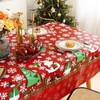 Christmas Red White Table Cloth, Santa & Snow Print Polyester