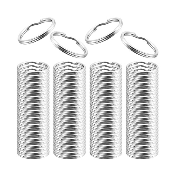 Bememo 100 Pack Key Ring Round Hoop Small Metal Split Rings for Home Keys Organization and Craft Making, Silver (15 mm/ 0.59 inch)