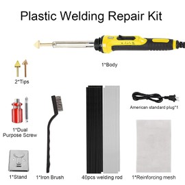 Upgraded 100W Plastic Welding Repair Kit, 2 in 1 Plastic Welding Kit with 40pcs Electrode, 3 Speed Temperature Control Soldering Iron Gun, Plastic Welding Kit for Surface Repair