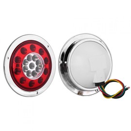 Anauto Par DE 4,3 Pulgadas Redondo 19 LED camión Remolque Freno Parada luz Trasera Cromo Anillo Doble Color