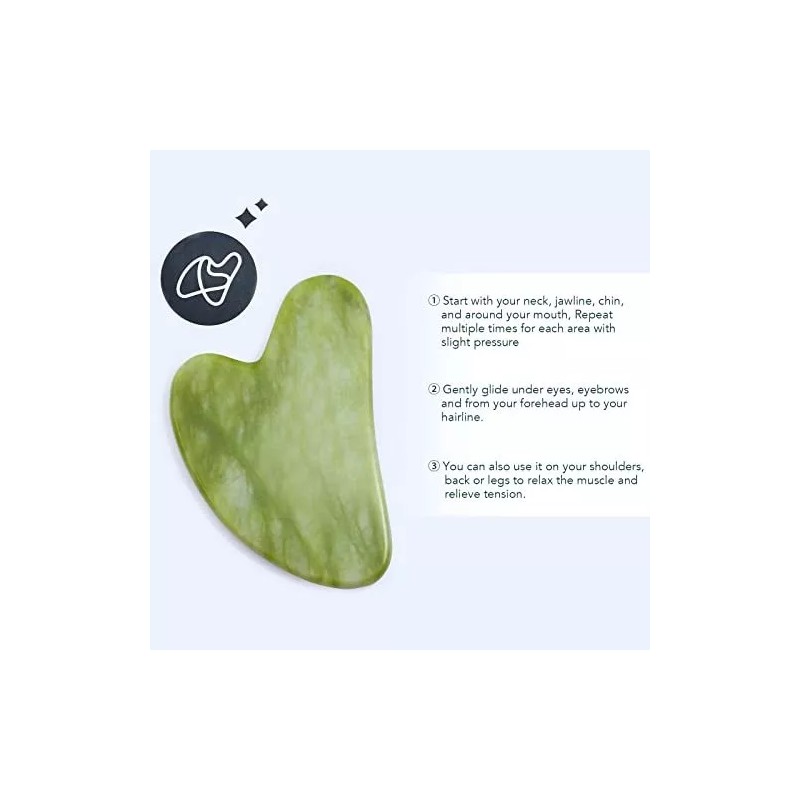 Baimei Rodillo De Jade Y Gua Sha Para Masaje Facial