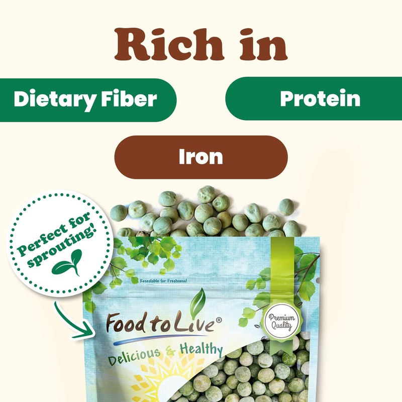 Food to Live - Whole Dried Green Peas, 2 Pounds