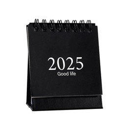 Vocoliday Mini Desk Calendar July 2024 to Dec 2025，Portable Small Desktop Calendar Standing Flip Academic Year Monthly Calendars for Home Office Table Decoration and Planning Organizing (Black)