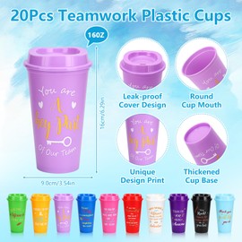 141Pcs/20Set Employee Appreciation Gift Bulk Inspirational Thank You Gift with 16oz Plastic Tumblers Notebooks Pen Silicone Bracelets Keychain for Christmas Team Staff Teacher Nurse Coworker Volunteer