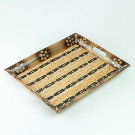 Junsu Craft Handmade Wooden Bamboo Tray | Eco-Friendly Multipurpose Serving Tray for Breakfast in Bed Kitchen Tea Snacks & Home Décor | Rustic Wooden Platter (15.5 x 12 Inch)