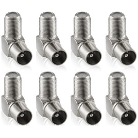Poppstar 8x SAT Antenna Angle Adapter (90° Angled) (Coax F Female to IEC Antenna Connector) Angular Connector for Coaxial Cable - Antenna Cable