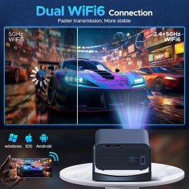 HOTPERK Mini 4K Projector 12000 Lumen LED 1080P WiFi Bluetooth UHD Portable Home Theater