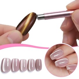 Cat Eye Magnet, Varita Doble Cabeza & Gel UV para Uñas, Imán para Esmalte, Herramienta Magnética, Ideal para DIY y Salón (Rosa)