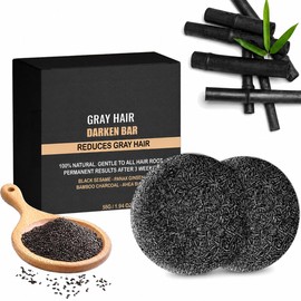 Gray Hair Reverse Bar Black Soap for Beard & Hair Darkening and Deep Cleaning Natural Solid Shampoo for Normal to Oily Hair 2-Pack
