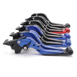 GZDLMoto Motorcycle Adjustable Brake Clutch Hand Levers Sets Compatible with Yamaha MT-07 FZ07 (2014-2023),CNC Aluminum Handlebar Control Lever Kit(Black+Blue B)