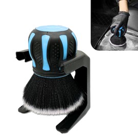 Polcatay Car Detailing Brush, Multifunctional Soft Cleaning Brush for A/C Vents and Seat Gaps, Non-Slip Handle Ball-Shaped Multi-Function Cleaning Tool with Storage Rack, for Most Cars (Blue)